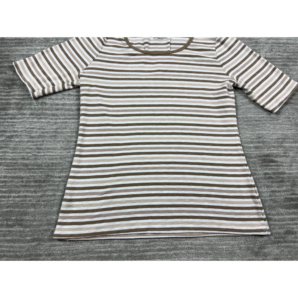 Time and Tru Top Womens Small Brown Striped Short Sleeve Cotton‎ Blend - Picture 3 of 11